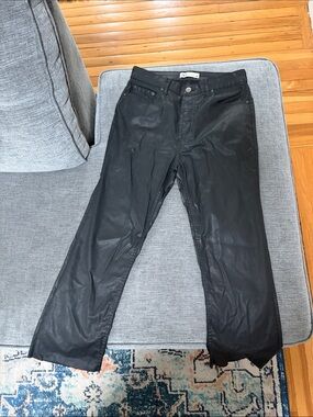 Zara Black Straight Faux-Leather Men's Jeans